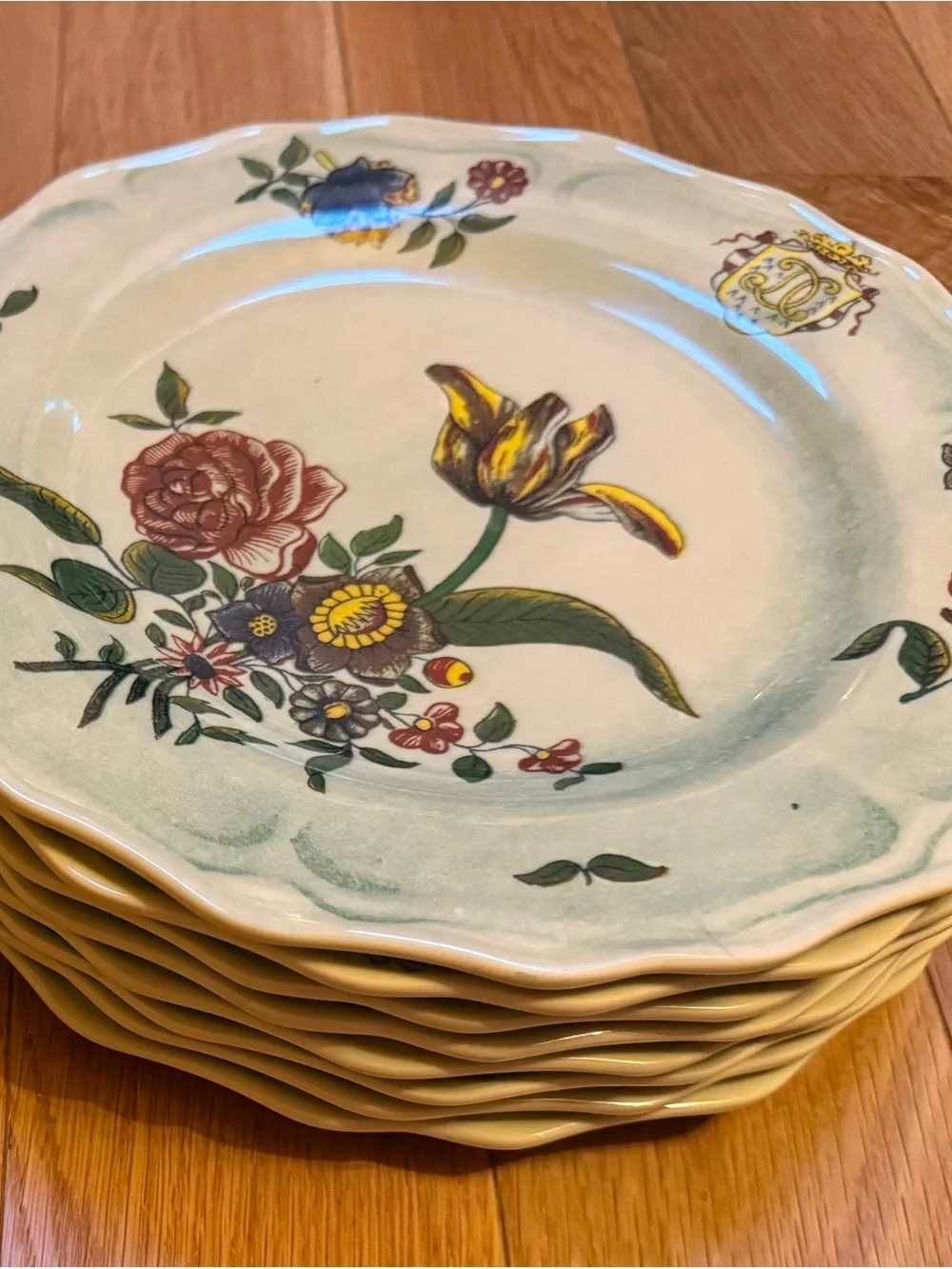 John Derian Melamine Faience Fleurs Isolees Dinner Plates